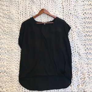 Pleione Black Wrap Blouse
